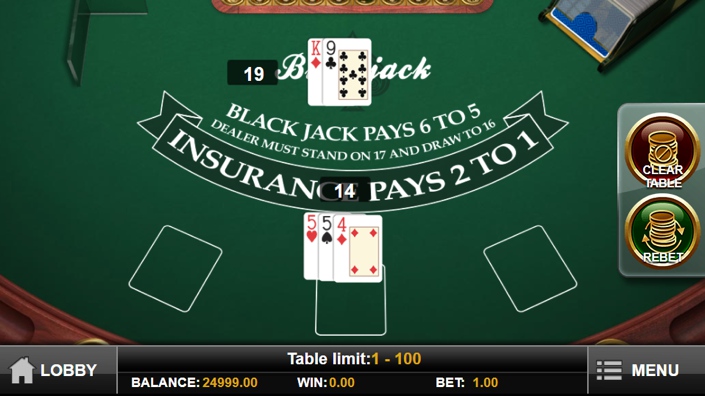 Play 'N Go's Single Deck Blackjack Casino Game
