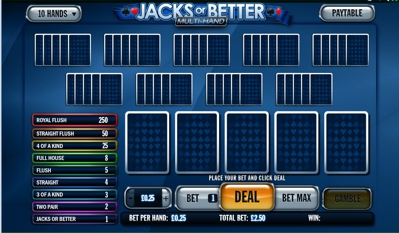 Jacks or Better Playtech Casino Video Poker